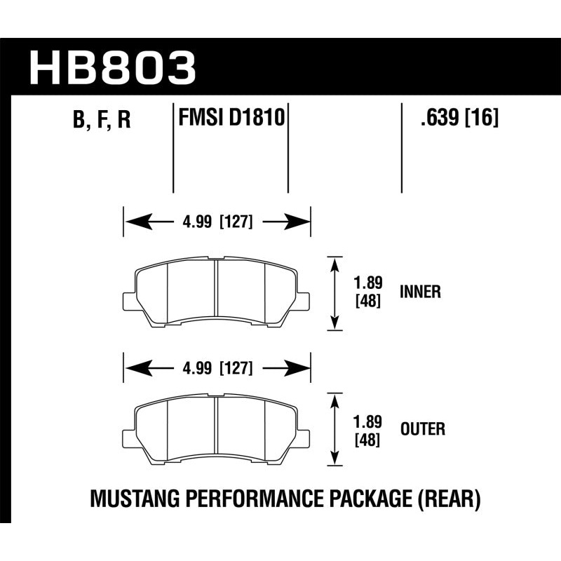 Hawk 2015+ Ford Mustang GT 5.0L | Excluding GT350/GT350R/GT500 ER-1 Endurance Racing Rear Brake Pads