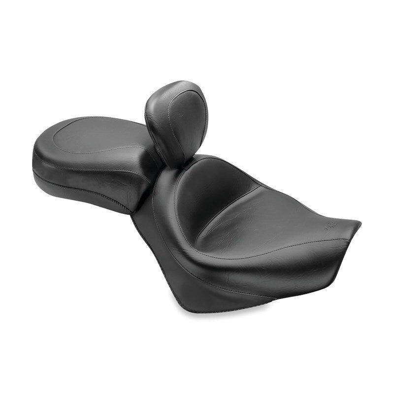 Mustang 04-21 Honda VT750 Aero Wide Touring 2PC Seat w/Driver Backrest – Black