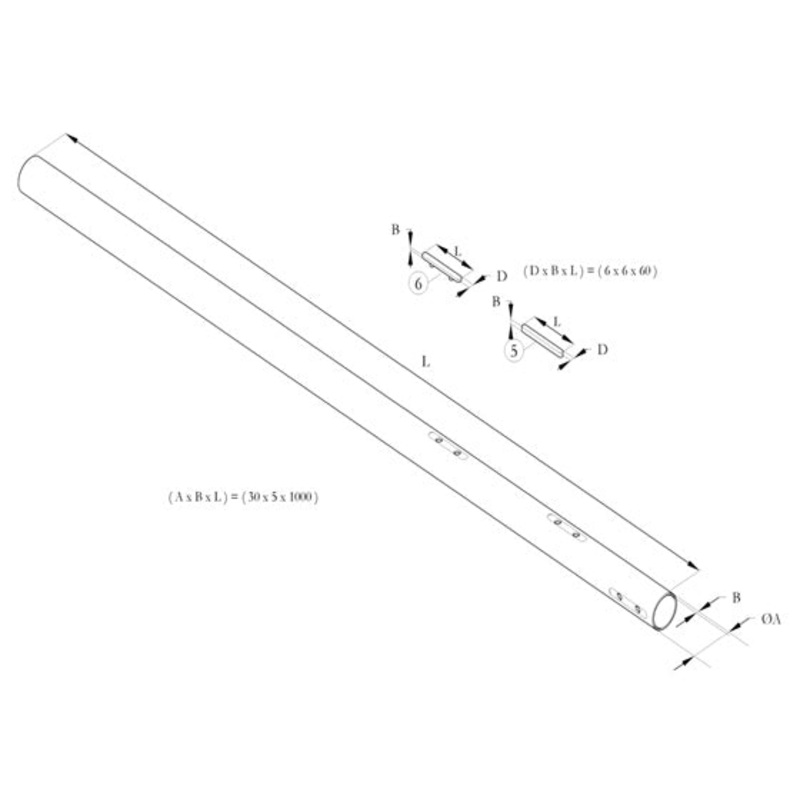 5. 20.0133.06 Birel Axle Key M6x6x80