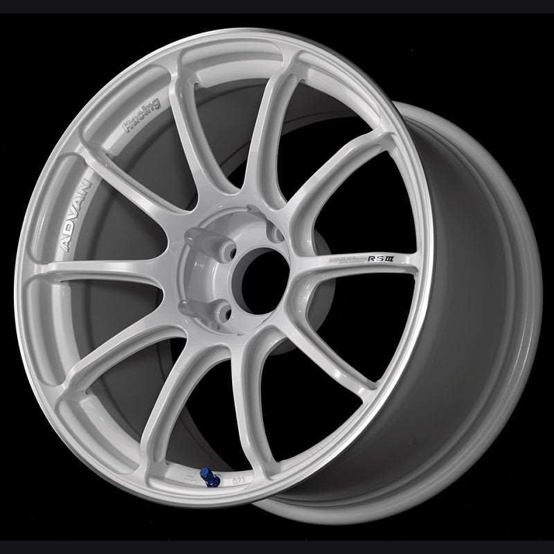 Advan RSIII 18×9.5 +45 5-100 Racing White Metallic & Ring Wheel