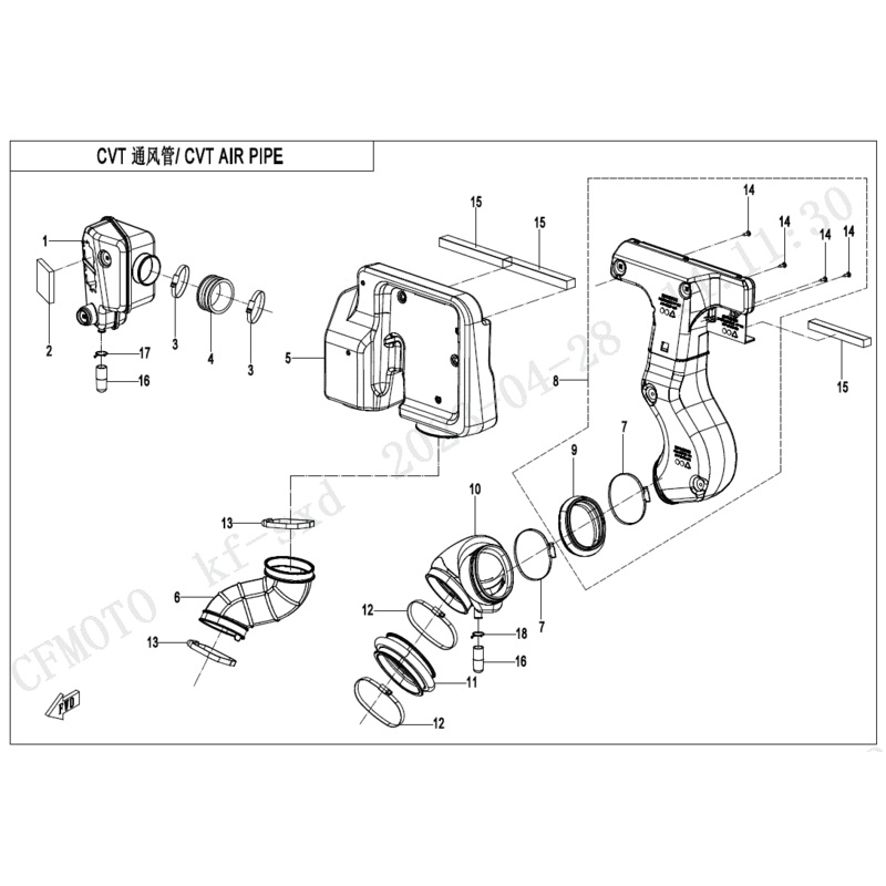 Air Inlet Pipe Cvt by CF Moto