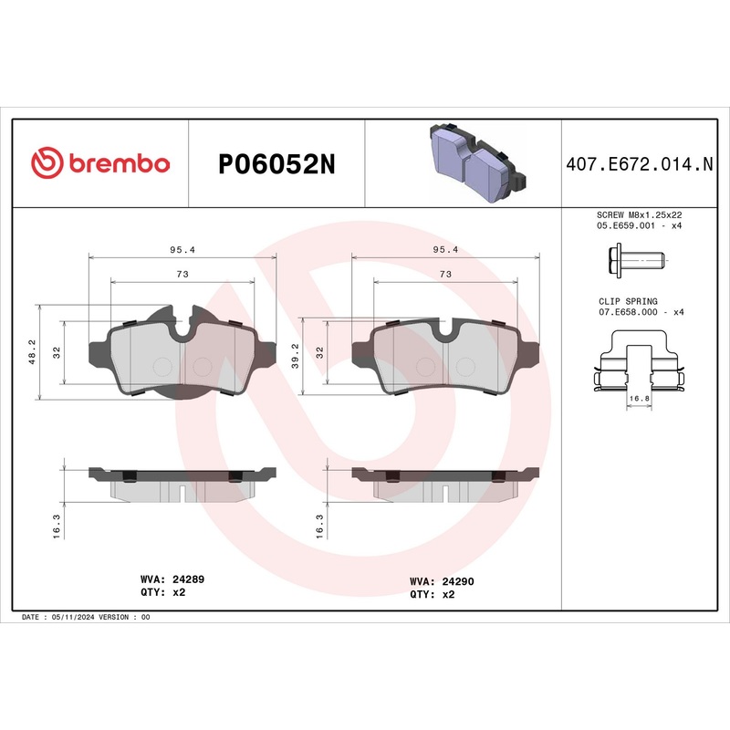 PRIME Ceramic Rear Disc Brake Pad Set – P06052N
