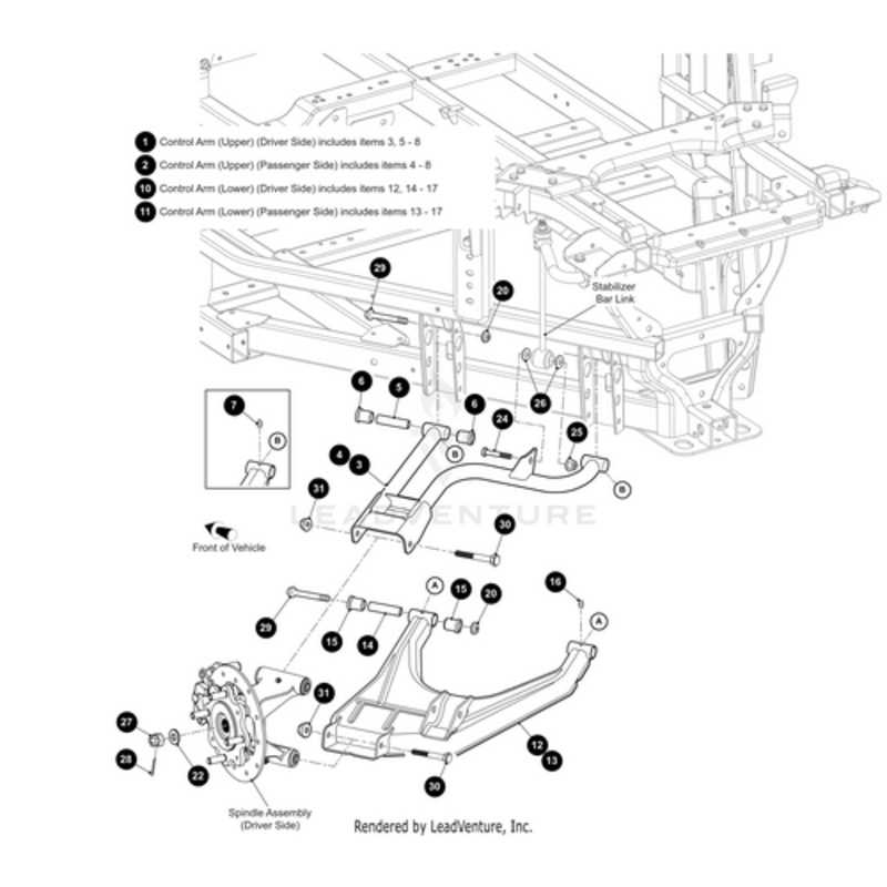 A-Arm – Rear Upper Left Met Orange- (Includes Items 3 5 – 8) (For Havoc Models Only) by Arctic Cat