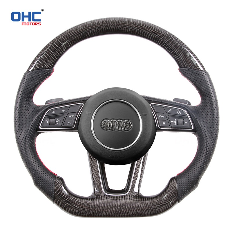 OHC Motors Carbon Fiber Steering Wheel for Audi A3 A4 A5 S3 S4 S5 B9 2017-2019 A1 A3 A4 A5 2016-24 A1 A3 A4 A5 S3 S4 S5 Q2Q5