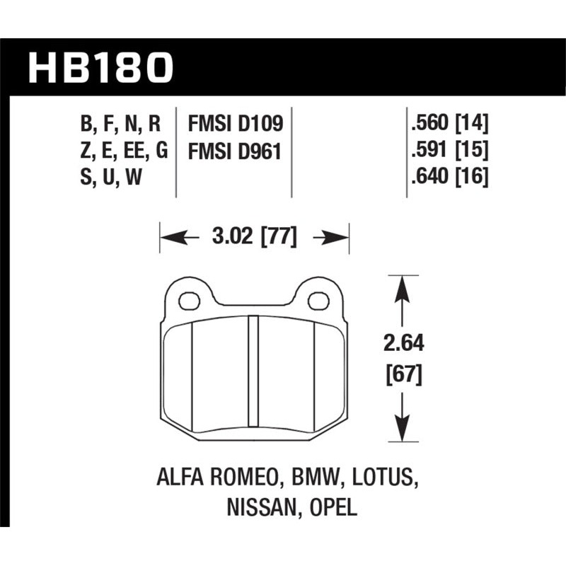 Hawk 03-06 Evo / 04-09 STi / 03-07 350z Track H-10 Rear Pads