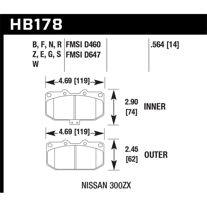 Hawk 06-07 WRX / 89-96 Nissan 300ZX / 89-93 Skyline GT-R HPS Street Front Brake Pads
