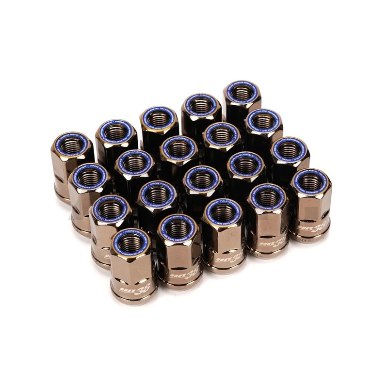 Muteki Open End Lug Nuts 12×1.25 Titanium Chrome / Blue Ring – Universal | HR3805TU