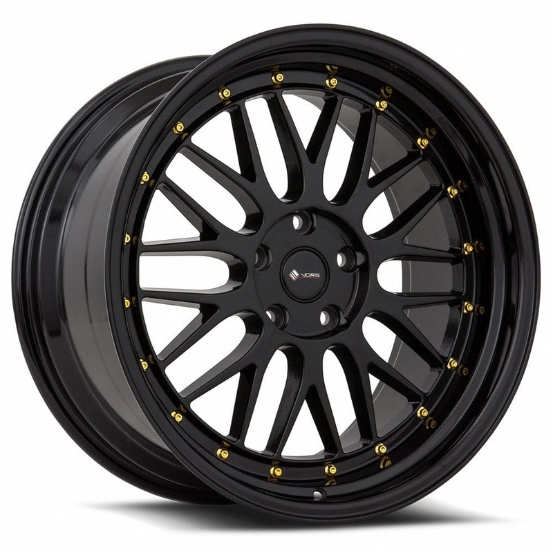 VORS VR8 20″ 5×112 All Black Gold Rivet