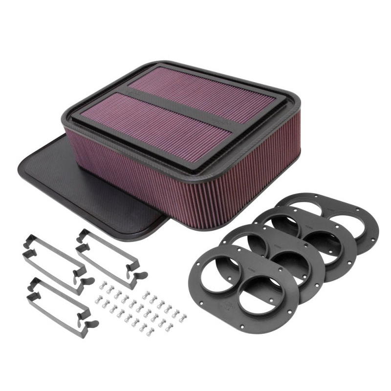 K&N Custom Racing Air Filter – Rectangular Carbon Fiber 4in Air Box w/ 2.75in Air Horn