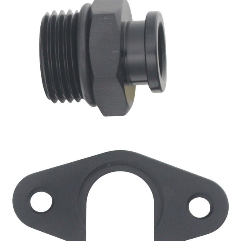 DeatschWerks 8AN ORB to Polaris RZR Turbo OE Regulator Adapter – Anodized Matte Black