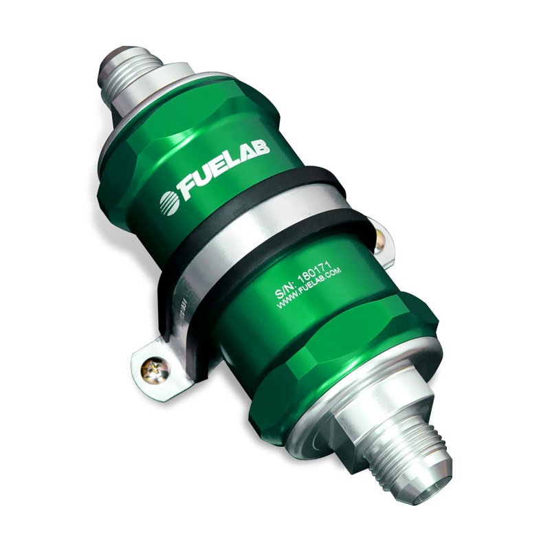 Fuelab 818 In-Line Fuel Filter Standard -10AN In/Out 10 Micron Fabric – Green