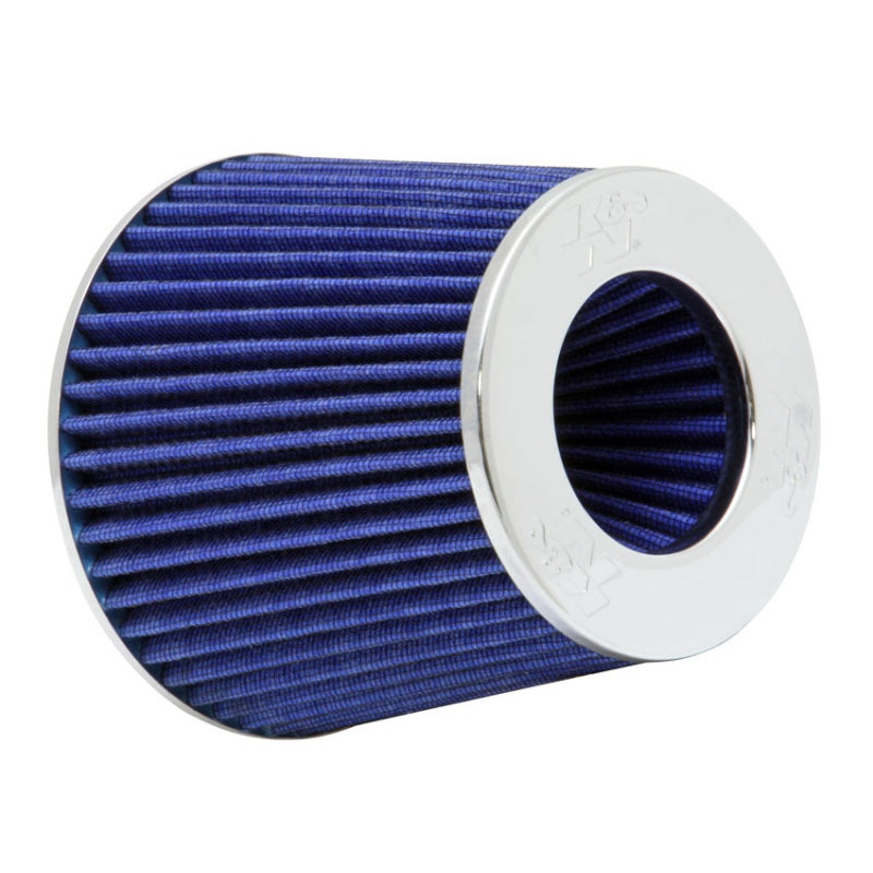 K&N Universal Air Filter Chrome Round Tapered Blue – 4in Flange ID x 1.125in Flange Length x 5.5in H