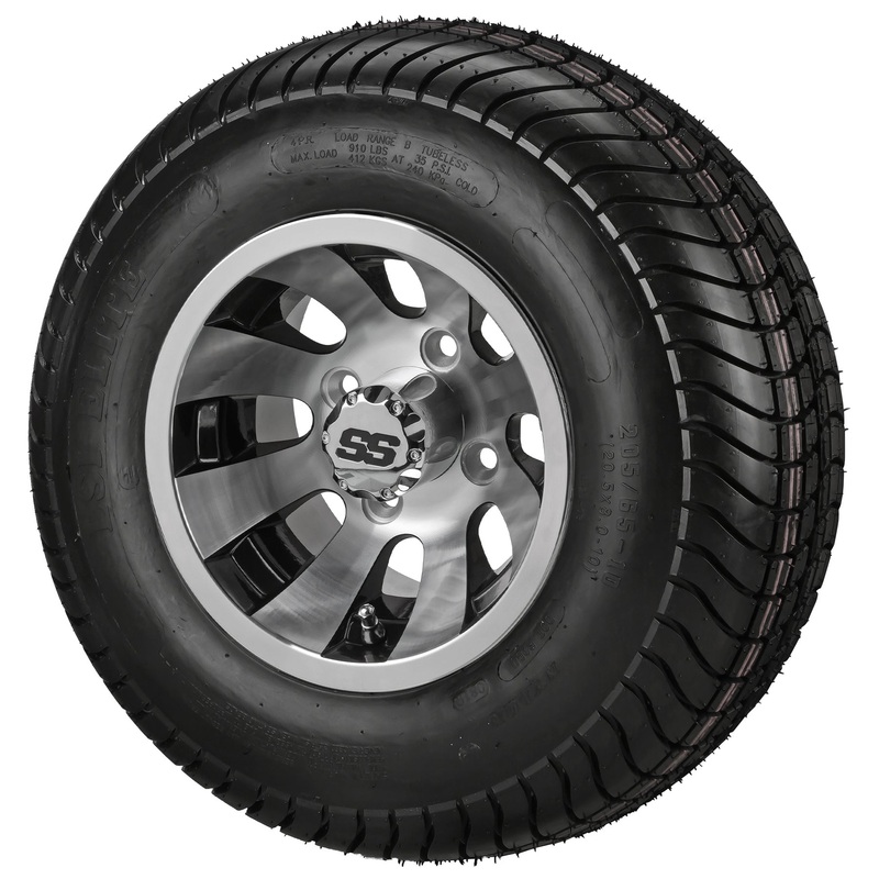 LSI 10″ Gunslinger Black & Machined Wheel and Low Profile Tire Combo