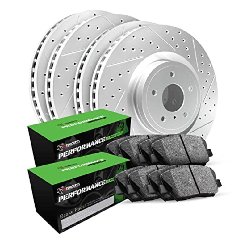 R1 Concepts Front Rear Brakes and Rotors Kit |Front Rear Brake Pads| Brake Rotors and Pads| Performance Sport Brake Pads and Rotors|fits 1998-2002 Chevrolet Camaro; Pontiac Firebird