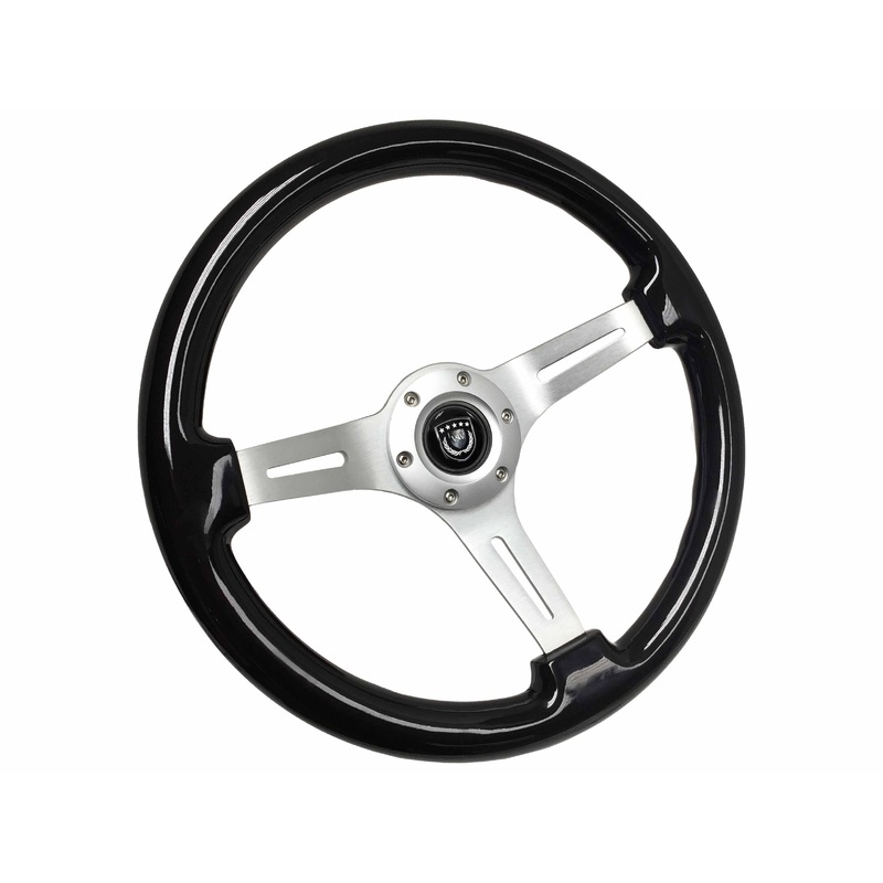 VSW S6 Sport Steering Wheel | Black Ash Wood Brushed Aluminum | ST3074