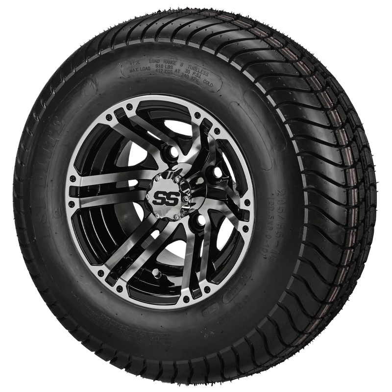 LSI 10″ Yukon Black & Machined Wheel and Low Profile Tire Combo