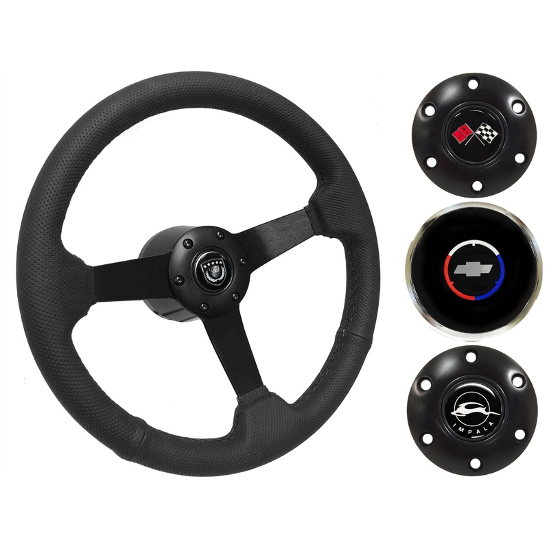 1955-68 Impala Steering Wheel Kit | Perforated Black Leather | ST3602BLK