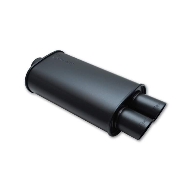 Vibrant StreetPower FLAT BLACK Oval Muffler with Dual 3in Outlet – 3in inlet I.D.