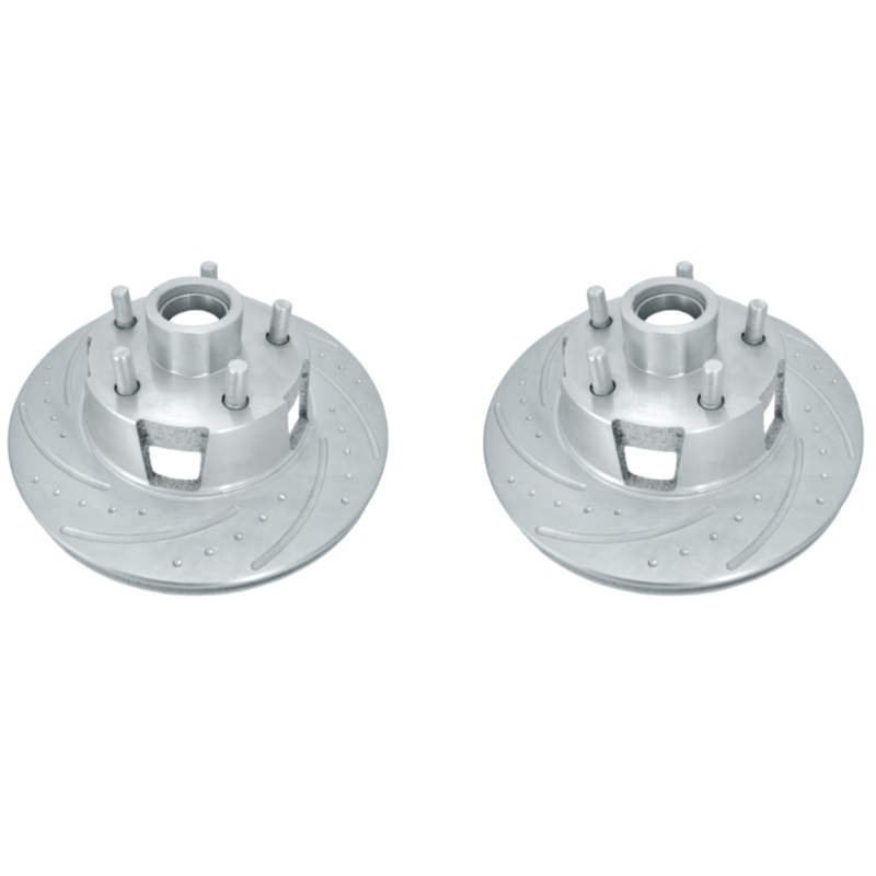 New Performance Front Rotors Dimple Drilled, Slotted and Zinc Plated. (Pair)