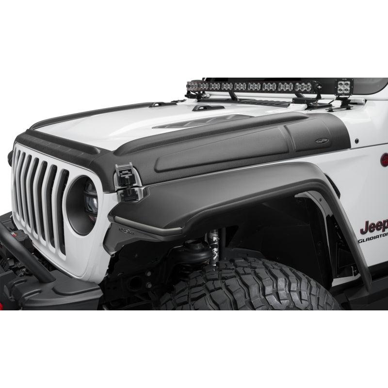 Bushwacker 18-22 Jeep Wrangler 2/4dr / 20-22 Jeep Gladiator Trail Armor Hood Armor (3pc) – Tex. Blk