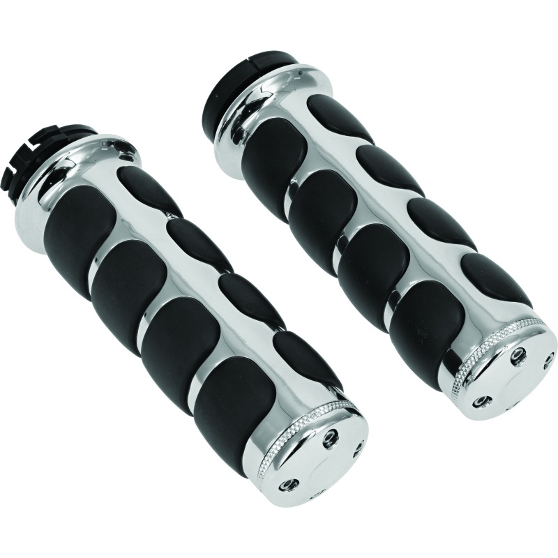 Kuryakyn Premium ISO Grips Without Throttle Boss Dual Cable Chrome