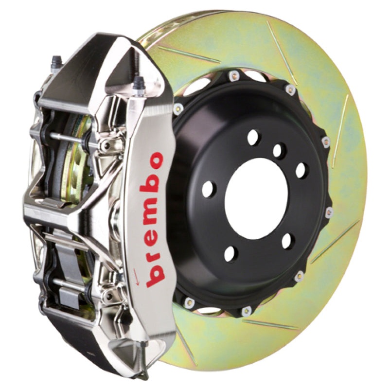 Brembo 08-14 WRX/15-21 WRX Front GTR BBK 6 Piston Billet 355×32 2pc Rotor Slotted Type1 – Nickel | 1M2.8039AR