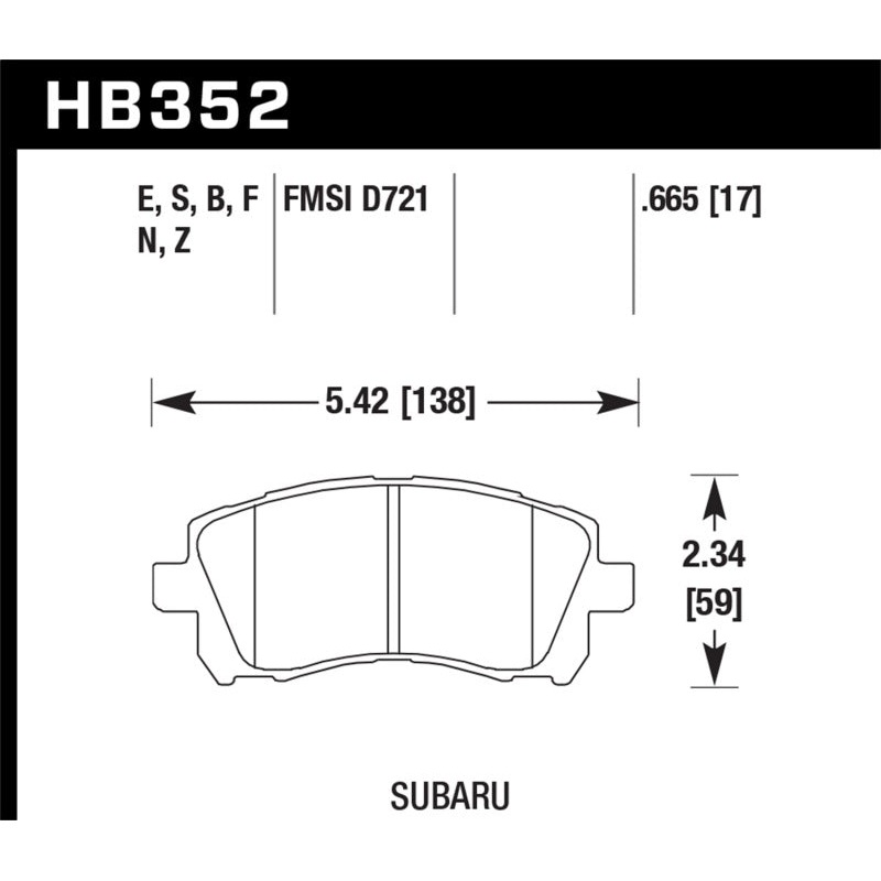 Hawk 02-03 WRX / 98-01 Impreza / 97-02 Legacy 2.5L / 98-02 Forester 2.5L D721 HPS Street Front Brake