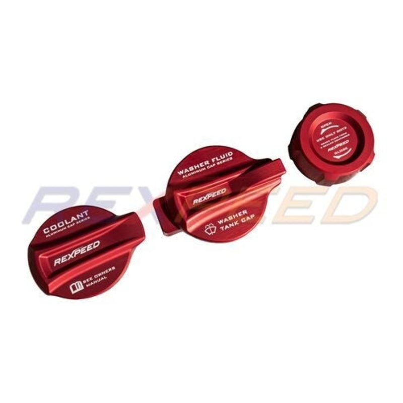 Rexpeed Aluminum Alloy Coolant / Window Washer / Brake Fluid Cap Set | 2022+ Subaru WRX (G151)