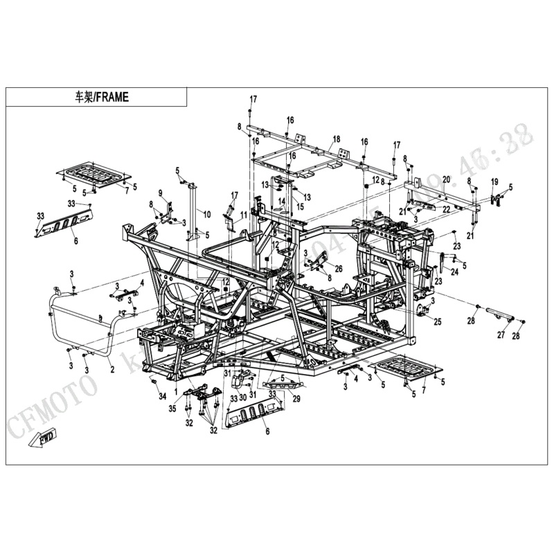 Seat Bracket Electrophoresis Black by CF Moto