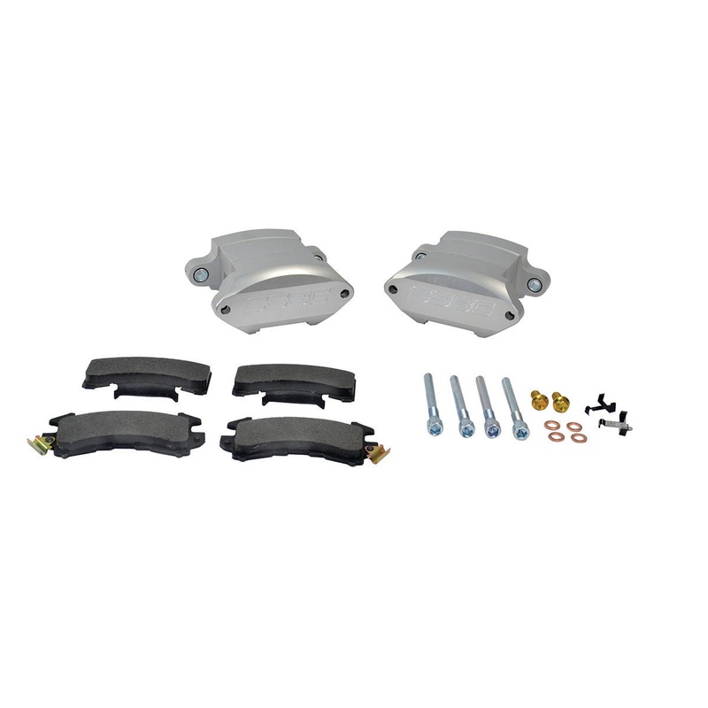 American Made Sport Twin 2-Piston Billet Aluminum Quick Change Front Caliper Upgrade Kit W/Performance Pads. Clear A181