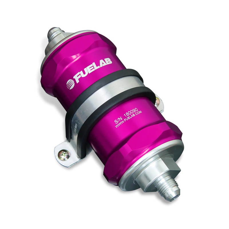 Fuelab 818 In-Line Fuel Filter Standard -10AN In/Out 40 Micron Stainless – Purple