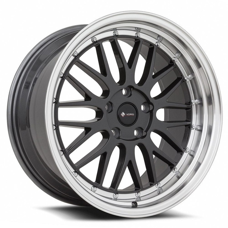 VORS VR8 20″ 5×115 Hyper Black Machine Lip Chrome Rivet