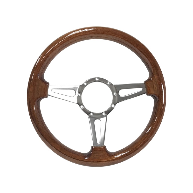 VSW S9 Deluxe Wood Steering Wheel | Walnut Wood, 3-Spoke w/ Slots | ST3078