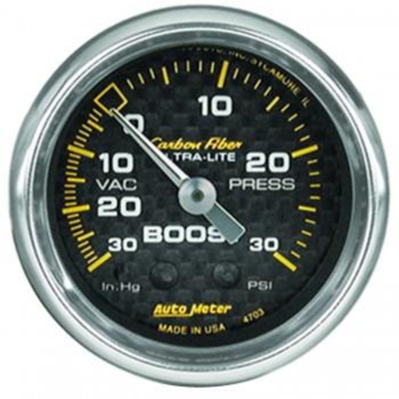 Autometer Carbon Fiber Series 2-1/16” Boost/Vacuum 30 IN HG/30 PSI Gauge (4703)