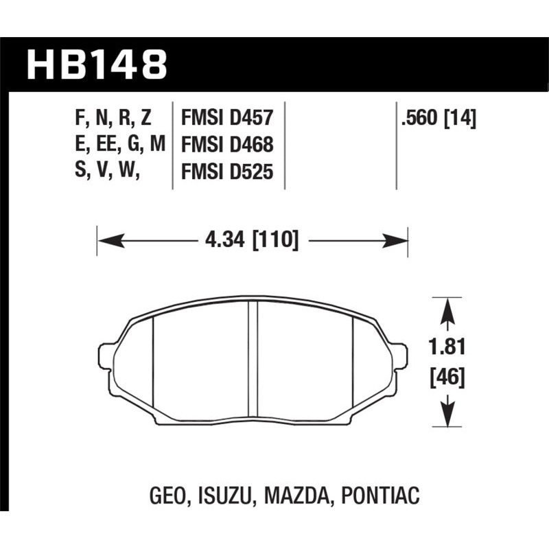Hawk 89-93 Miata HP+ Street Front Brake Pads (D525)