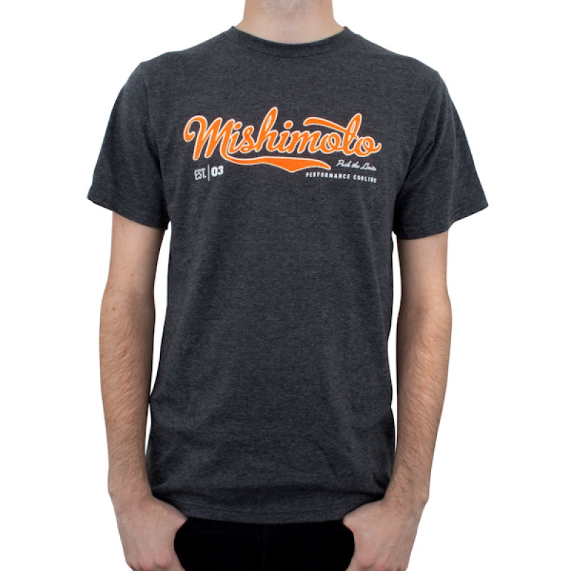 Mishimoto Mens Athletic Script Gray T-Shirt – Small