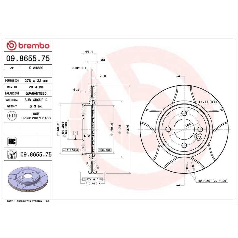 XTRA Max Slotted Front Disc Brake Rotor – 09.8655.75