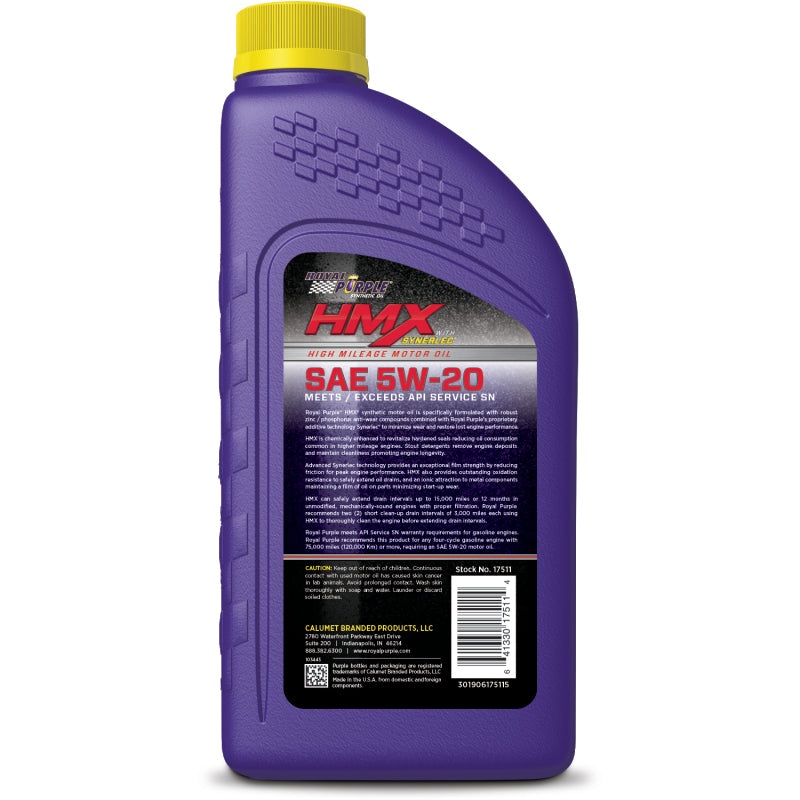 Royal Purple HMX Premium Synthetic High Mileage 5W-20 Motor Oil – 1 Quart