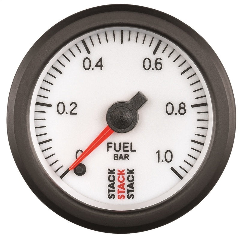 Autometer Stack 52mm 0-1 Bar M10 Male Pro Stepper Motor Fuel Pressure Gauge – White