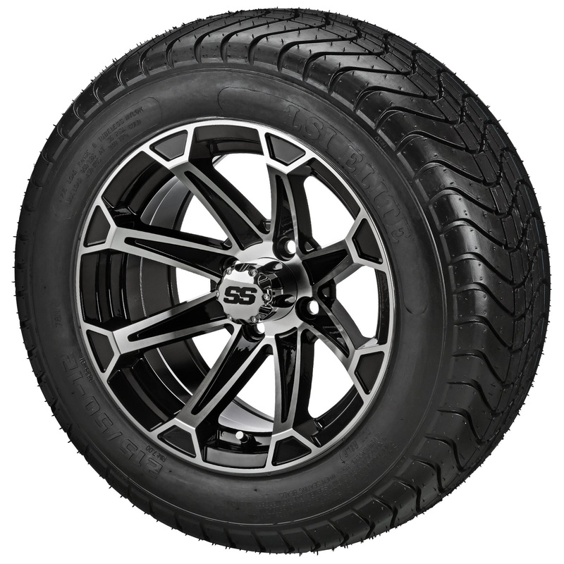 LSI 12″ Viking Black & Machined Wheel and Low Profile Tire Combo