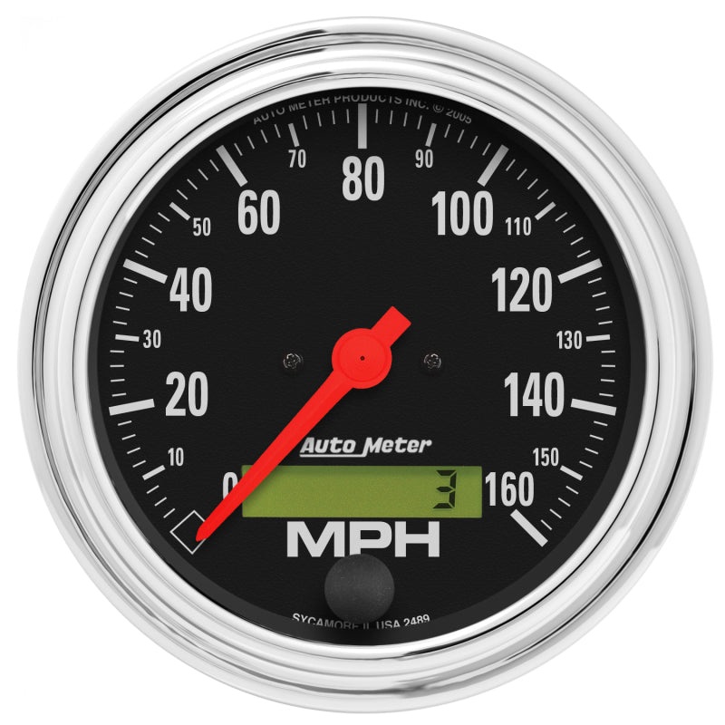 Autometer Traditional Chrome 3-3/8in 160 MPH Electric Speedometer w/ LCD Odometer Universal | 2489