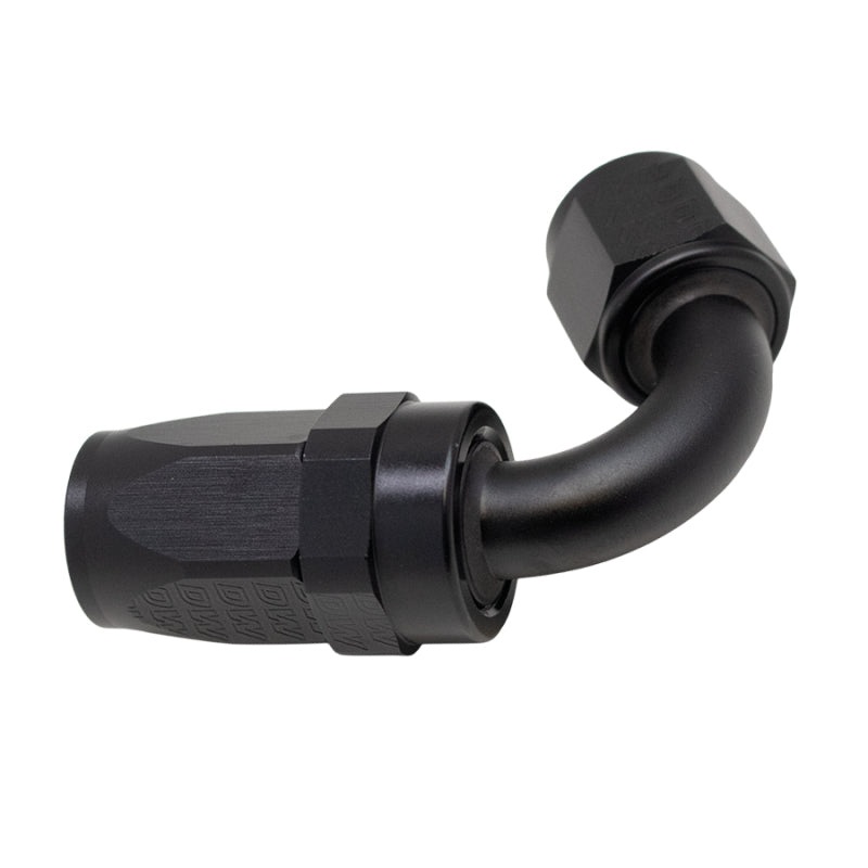 DeatschWerks 8 AN Female Flare Swivel 120-Degree Hose End CPE – Anodized Matte Black