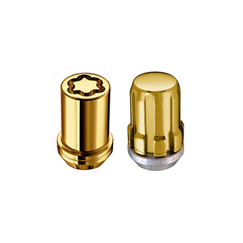 McGard SplineDrive Tuner 5 Lug Install Kit w/Locks & Tool (Cone) M12x1.5 / 13/16 Hex – Gold (CS)