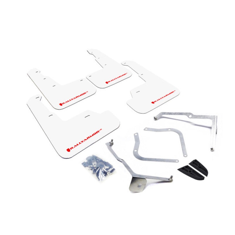 Rally Armor 15-21 Subaru WRX/STI White UR Mud Flap w/Red Logo