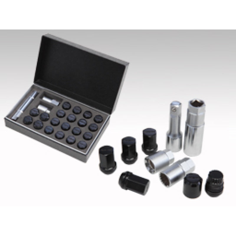 Rays M12x1.25 19mm Hex w/ 2 Piece Double Lock Nut Set – Black