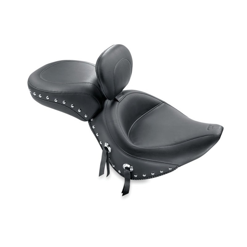 Mustang 00-15 Harley Softail Standard Rear Tire Wide Touring Recessed Passenger Seat w/Studs – Black