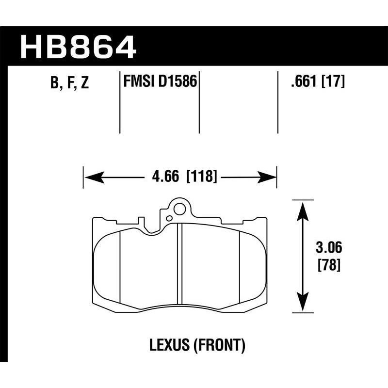 Hawk 13-17 Lexus GS350/GS350 F Sport / 12-17 Lexus IS350 HPS Street Front Brake Pads