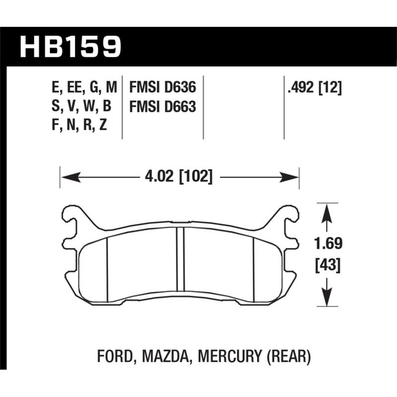 Hawk 2002-2004 Chevrolet Venture (FWD) HPS 5.0 Rear Brake Pads