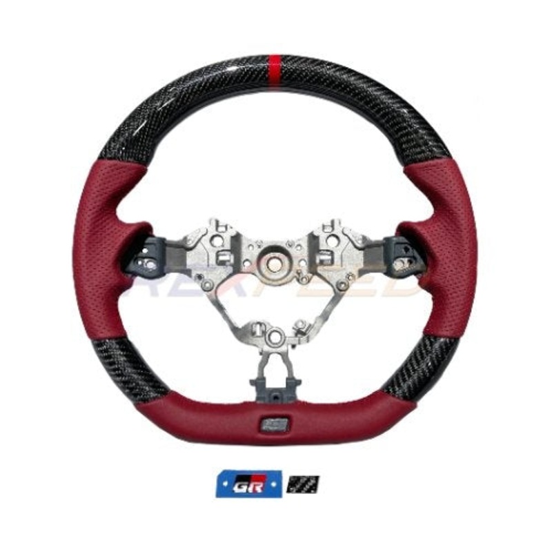 Rexpeed 2022+ GR86 / BRZ Carbon Fiber RED Leather Steering Wheel | Matte | FR79RM