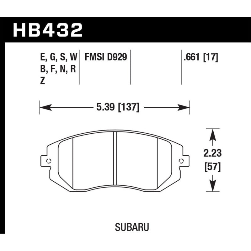 Hawk 03-05 WRX / 08 WRX D929 HP+ Street Front Brake Pads